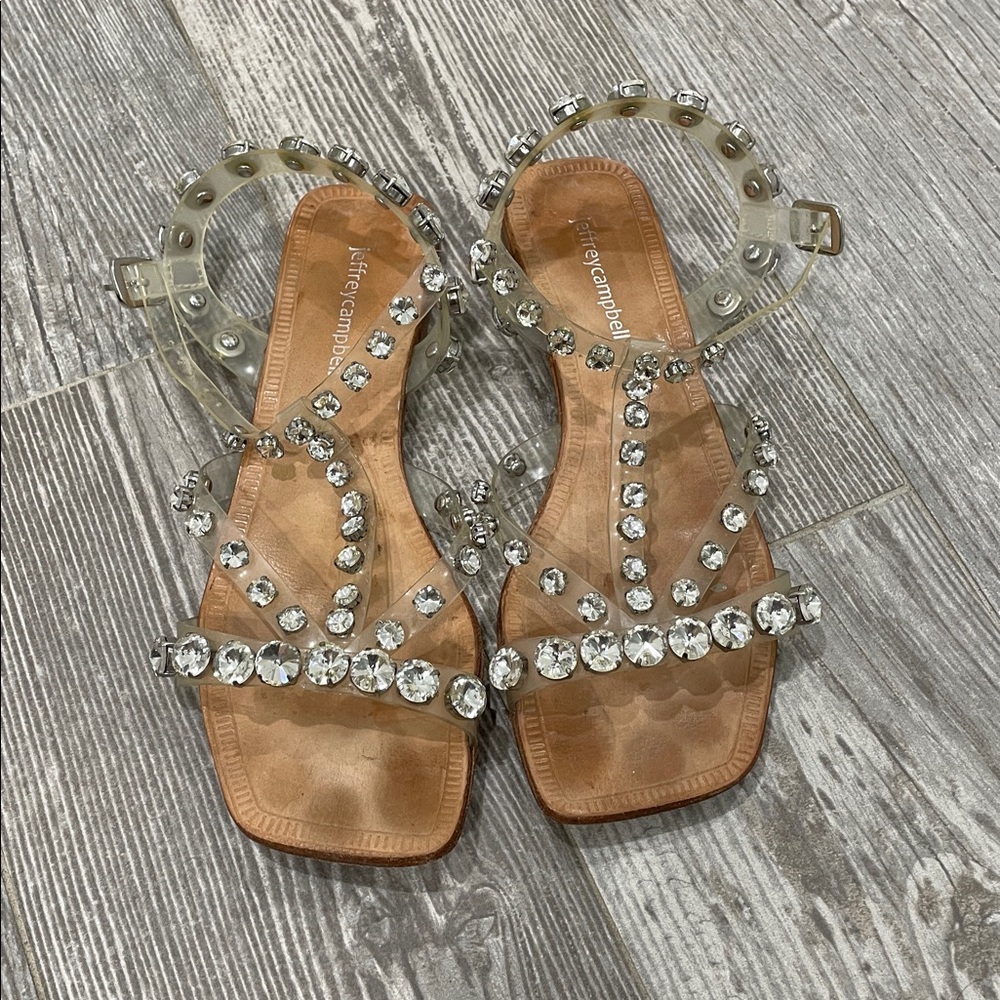Clear Rhinestone Embellished Sandals